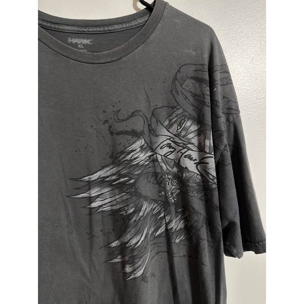 Tony Hawk Graphic T-Shirt Mens XL Charcoal Grey Wing Sketch Short Sleeve Hawk - Picture 2 of 6